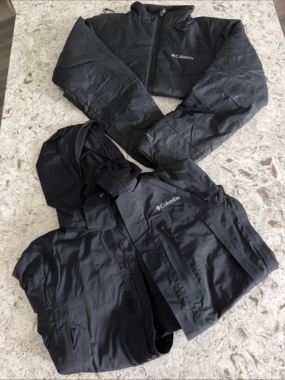 Columbia Men’s Black Hooded Puffer & Shell Jacket Set